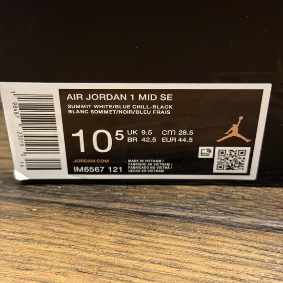 Nike Air Jordan 1 Mid SE 10.5 Summit White/Blue Chill Black …R14 main image 7